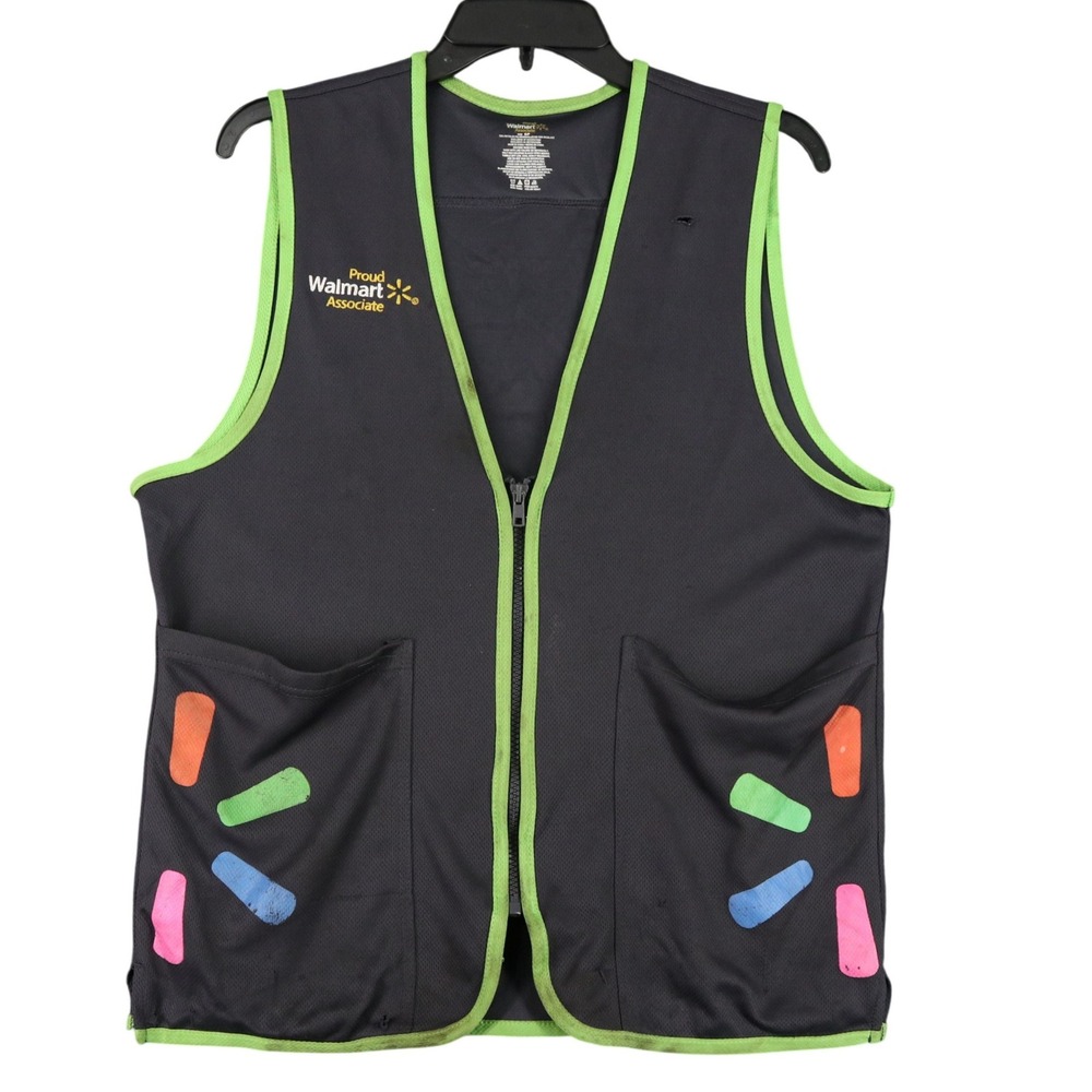Walmart Employee Uniform Vest Unisex S Recycled Polyester Zip Pockets Workwear